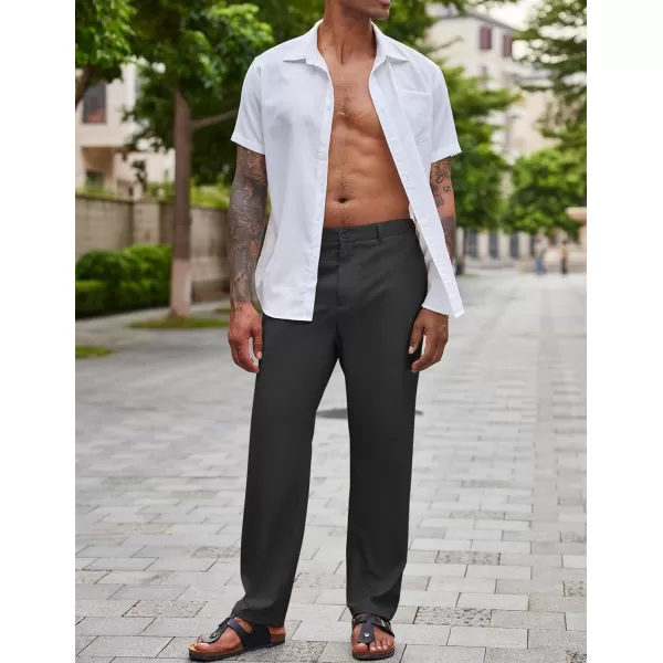 COOFANDY Men's Casual Linen Pants Lightweight Elastic Waist Summer Beach Pants