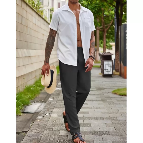 COOFANDY Men's Casual Linen Pants Lightweight Elastic Waist Summer Beach Pants
