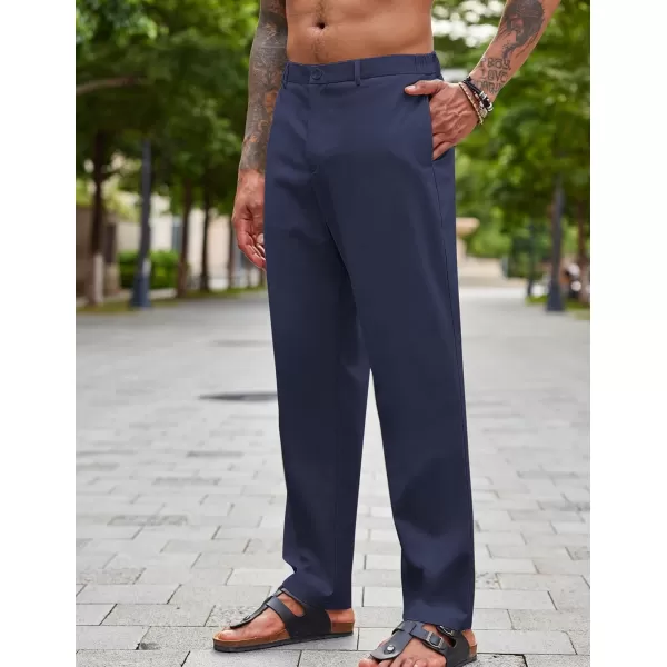 COOFANDY Men's Casual Linen Pants Lightweight Elastic Waist Summer Beach Pants