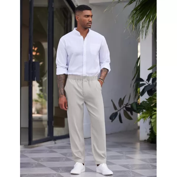 COOFANDY Men's Casual Pants Relaxed Fit Flat Front Expandable Waist Chino Slack Trousers