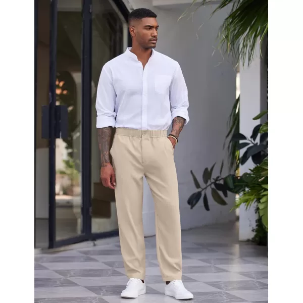 COOFANDY Men's Casual Pants Relaxed Fit Flat Front Expandable Waist Chino Slack Trousers