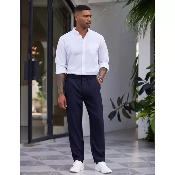 COOFANDY Men's Casual Pants Relaxed Fit Flat Front Expandable Waist Chino Slack Trousers