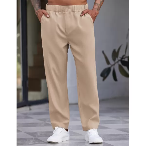 COOFANDY Men's Casual Pants Relaxed Fit Flat Front Expandable Waist Chino Slack Trousers