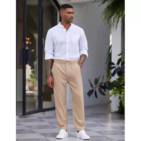 COOFANDY Men's Casual Pants Relaxed Fit Flat Front Expandable Waist Chino Slack Trousers