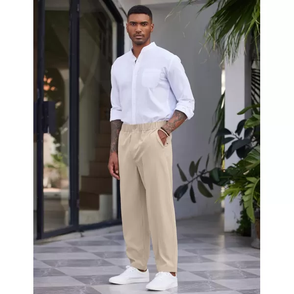 COOFANDY Men's Casual Pants Relaxed Fit Flat Front Expandable Waist Chino Slack Trousers