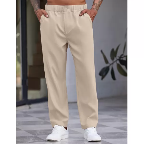COOFANDY Men's Casual Pants Relaxed Fit Flat Front Expandable Waist Chino Slack Trousers