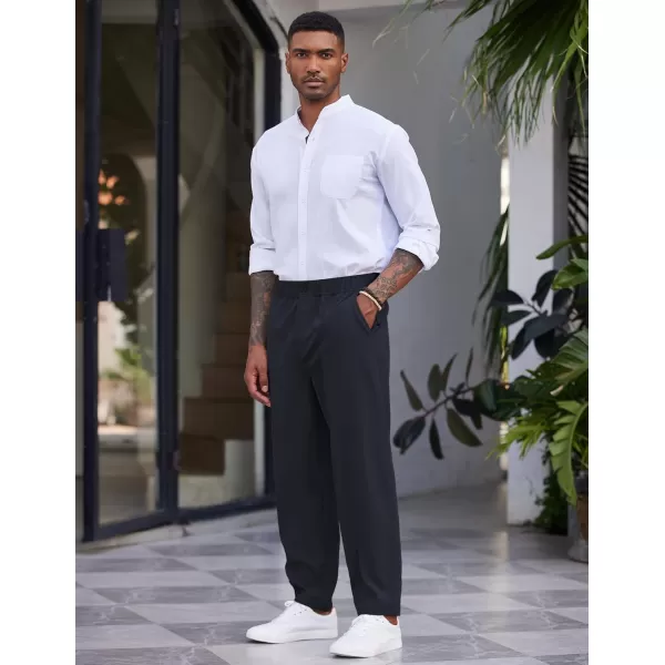 COOFANDY Men's Casual Pants Relaxed Fit Flat Front Expandable Waist Chino Slack Trousers