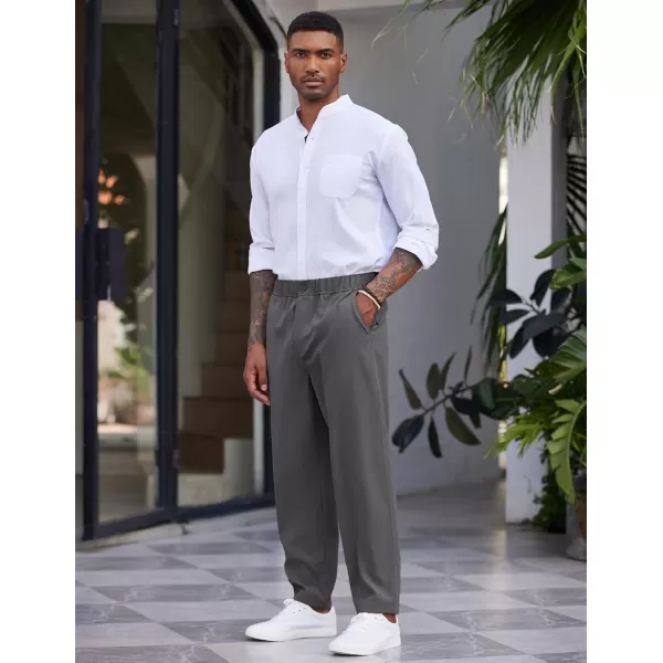 COOFANDY Men's Casual Pants Relaxed Fit Flat Front Expandable Waist Chino Slack Trousers
