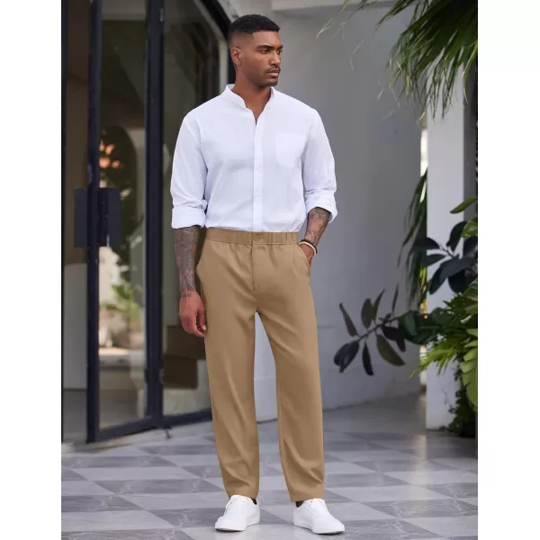 COOFANDY Men's Casual Pants Relaxed Fit Flat Front Expandable Waist Chino Slack Trousers