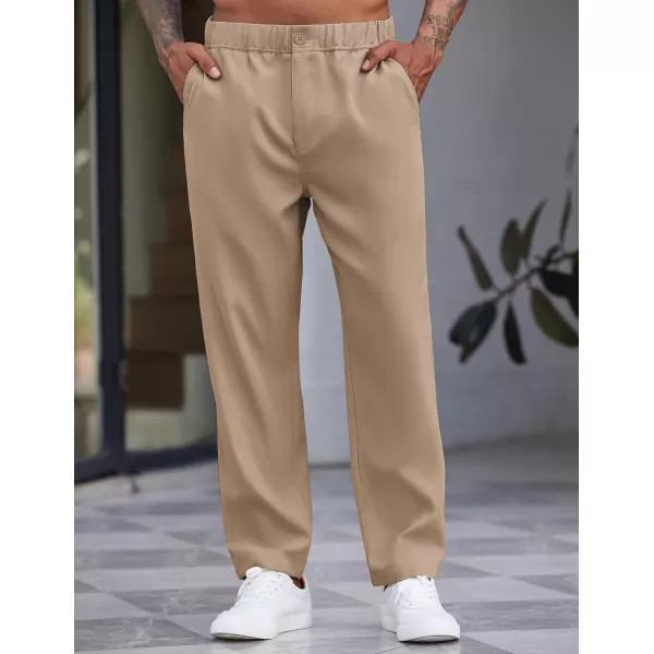 COOFANDY Men's Casual Pants Relaxed Fit Flat Front Expandable Waist Chino Slack Trousers