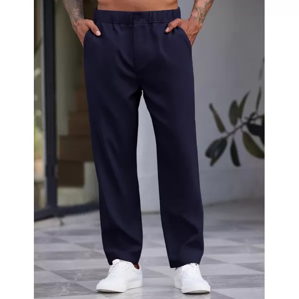 COOFANDY Men's Casual Pants Relaxed Fit Flat Front Expandable Waist Chino Slack Trousers