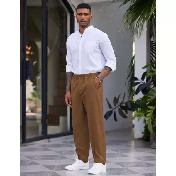 COOFANDY Men's Casual Pants Relaxed Fit Flat Front Expandable Waist Chino Slack Trousers