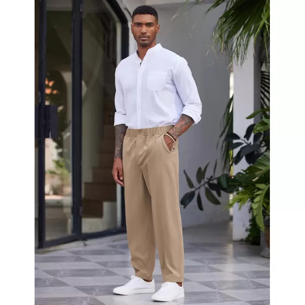 COOFANDY Men's Casual Pants Relaxed Fit Flat Front Expandable Waist Chino Slack Trousers