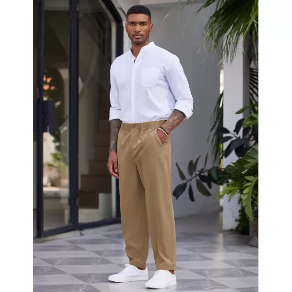 COOFANDY Men's Casual Pants Relaxed Fit Flat Front Expandable Waist Chino Slack Trousers