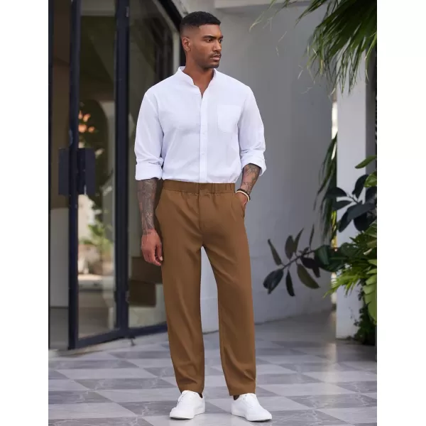 COOFANDY Men's Casual Pants Relaxed Fit Flat Front Expandable Waist Chino Slack Trousers