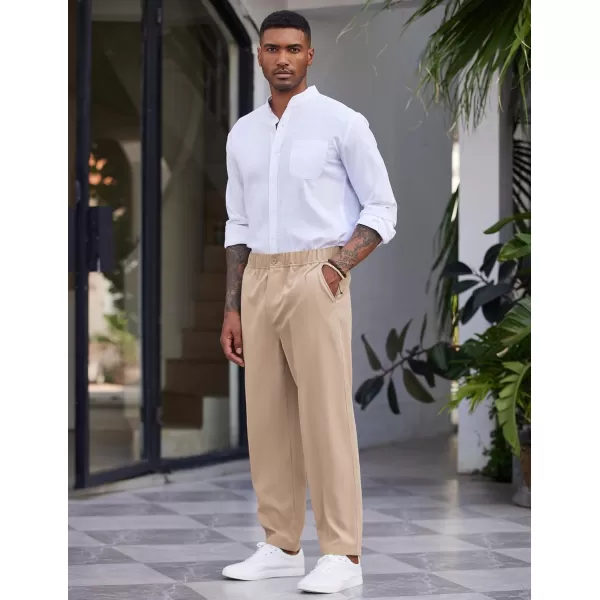 COOFANDY Men's Casual Pants Relaxed Fit Flat Front Expandable Waist Chino Slack Trousers