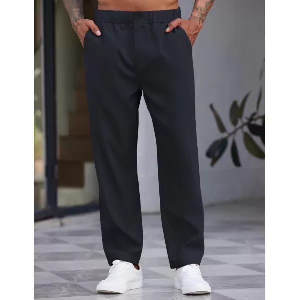 COOFANDY Men's Casual Pants Relaxed Fit Flat Front Expandable Waist Chino Slack Trousers