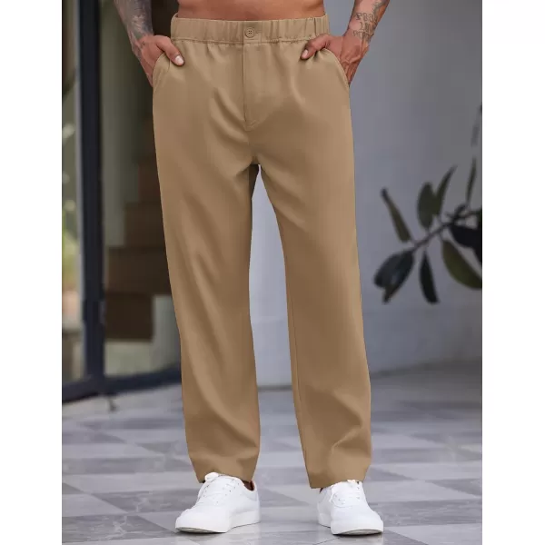 COOFANDY Men's Casual Pants Relaxed Fit Flat Front Expandable Waist Chino Slack Trousers