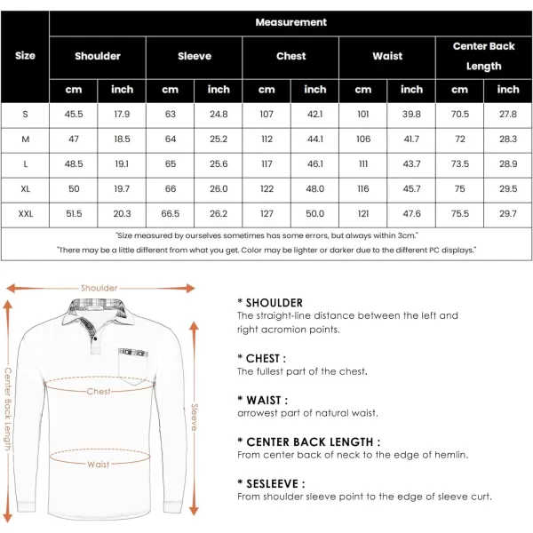COOFANDY Men's Casual Polo Shirt Long Sleeve Classic Plaid Button Tees with Pockets