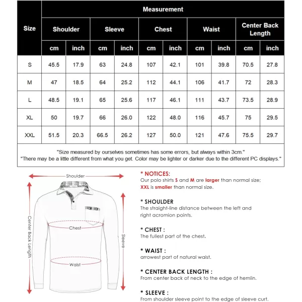 COOFANDY Men's Casual Polo Shirt Long Sleeve Classic Plaid Button Tees with Pockets