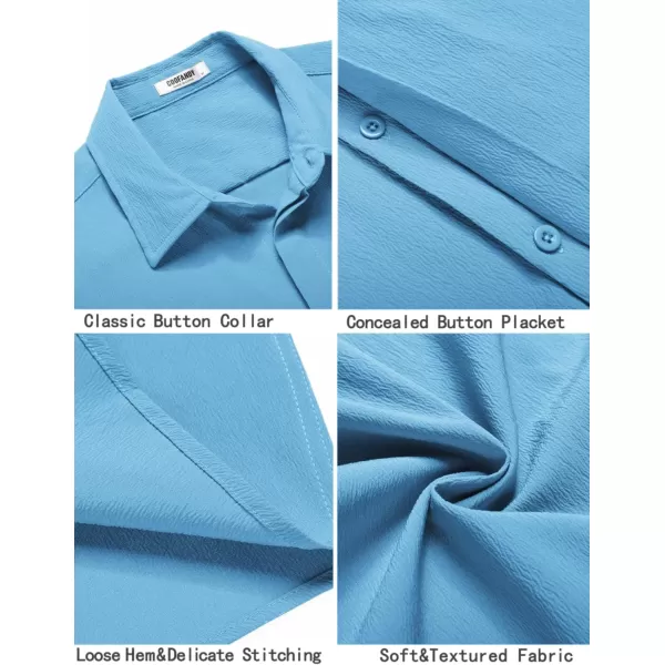 COOFANDY Men's Casual Short Sleeve Button Down Summer Beach Shirt Lightweight Textured Wrinkle Free Stretch Shirts