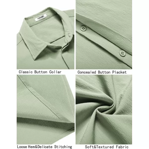 COOFANDY Men's Casual Short Sleeve Button Down Summer Beach Shirt Lightweight Textured Wrinkle Free Stretch Shirts