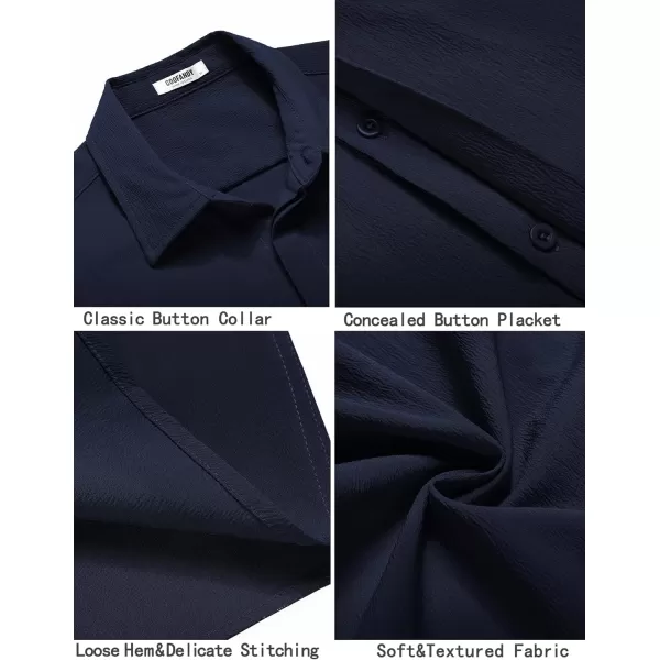 COOFANDY Men's Casual Short Sleeve Button Down Summer Beach Shirt Lightweight Textured Wrinkle Free Stretch Shirts