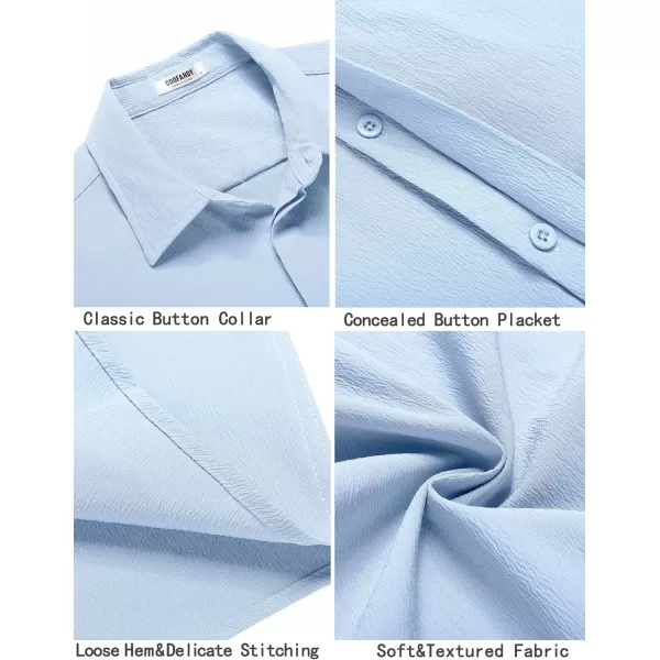 COOFANDY Men's Casual Short Sleeve Button Down Summer Beach Shirt Lightweight Textured Wrinkle Free Stretch Shirts