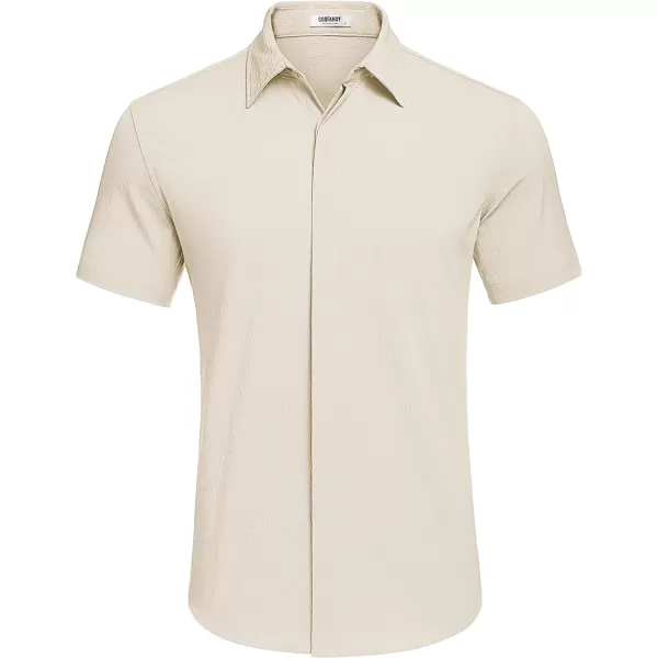 COOFANDY Men's Casual Short Sleeve Button Down Summer Beach Shirt Lightweight Textured Wrinkle Free Stretch Shirts