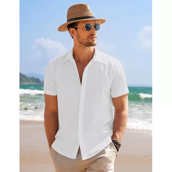 COOFANDY Men's Casual Short Sleeve Button Down Summer Beach Shirt Lightweight Textured Wrinkle Free Stretch Shirts