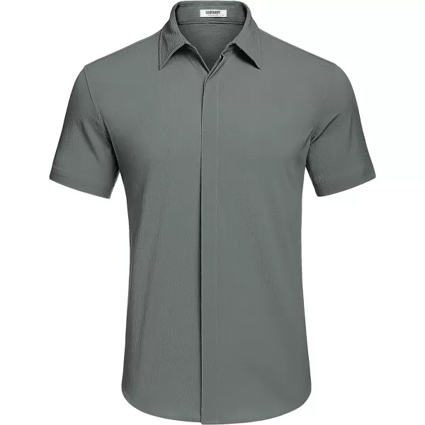 COOFANDY Men's Casual Short Sleeve Button Down Summer Beach Shirt Lightweight Textured Wrinkle Free Stretch Shirts