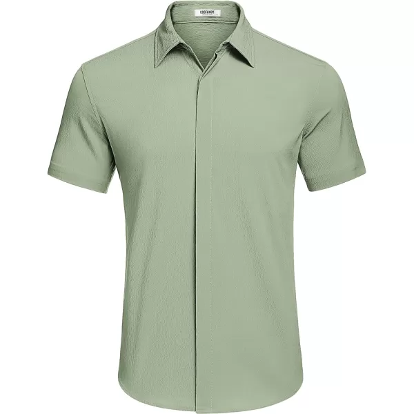 COOFANDY Men's Casual Short Sleeve Button Down Summer Beach Shirt Lightweight Textured Wrinkle Free Stretch Shirts