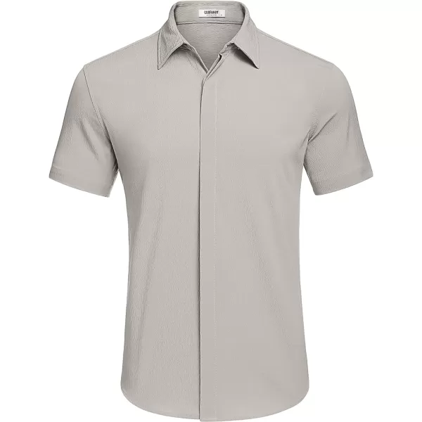 COOFANDY Men's Casual Short Sleeve Button Down Summer Beach Shirt Lightweight Textured Wrinkle Free Stretch Shirts