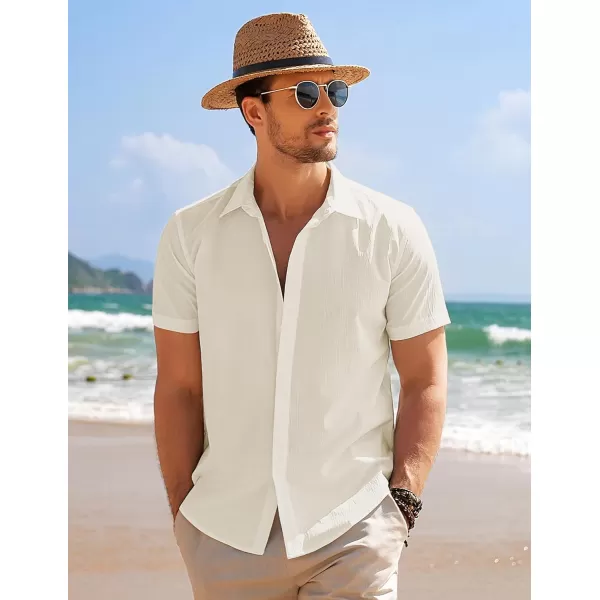 COOFANDY Men's Casual Short Sleeve Button Down Summer Beach Shirt Lightweight Textured Wrinkle Free Stretch Shirts