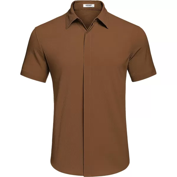 COOFANDY Men's Casual Short Sleeve Button Down Summer Beach Shirt Lightweight Textured Wrinkle Free Stretch Shirts