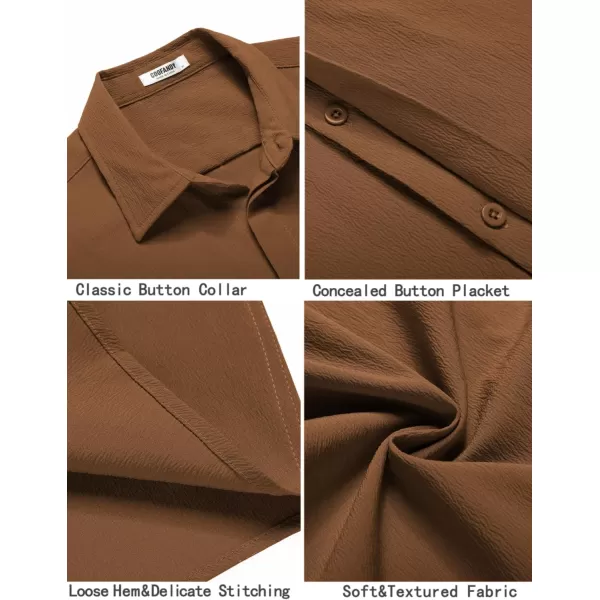 COOFANDY Men's Casual Short Sleeve Button Down Summer Beach Shirt Lightweight Textured Wrinkle Free Stretch Shirts
