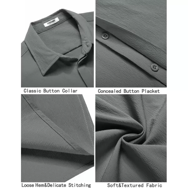 COOFANDY Men's Casual Short Sleeve Button Down Summer Beach Shirt Lightweight Textured Wrinkle Free Stretch Shirts