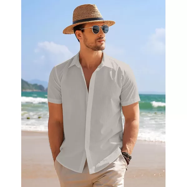COOFANDY Men's Casual Short Sleeve Button Down Summer Beach Shirt Lightweight Textured Wrinkle Free Stretch Shirts