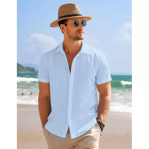 COOFANDY Men's Casual Short Sleeve Button Down Summer Beach Shirt Lightweight Textured Wrinkle Free Stretch Shirts