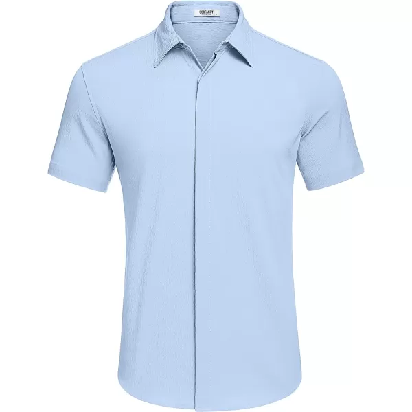COOFANDY Men's Casual Short Sleeve Button Down Summer Beach Shirt Lightweight Textured Wrinkle Free Stretch Shirts
