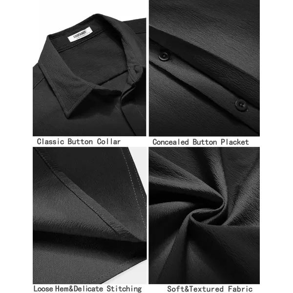 COOFANDY Men's Casual Short Sleeve Button Down Summer Beach Shirt Lightweight Textured Wrinkle Free Stretch Shirts