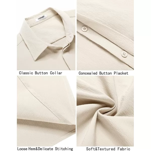 COOFANDY Men's Casual Short Sleeve Button Down Summer Beach Shirt Lightweight Textured Wrinkle Free Stretch Shirts