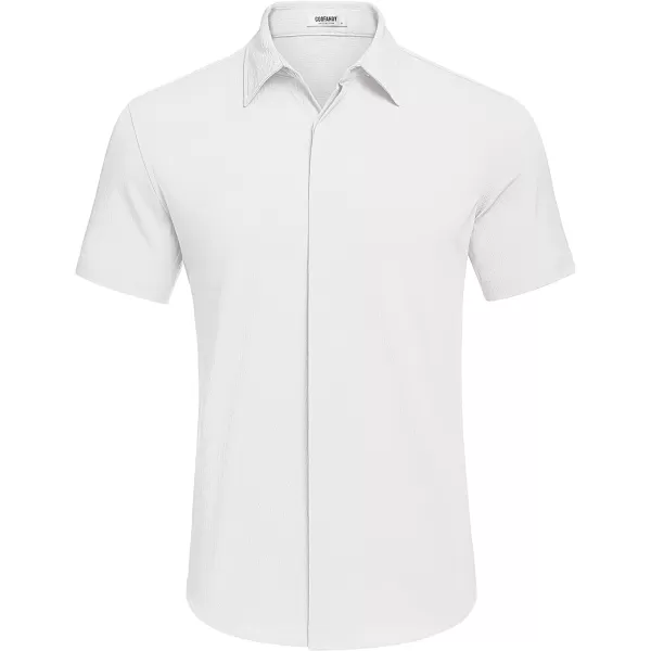 COOFANDY Men's Casual Short Sleeve Button Down Summer Beach Shirt Lightweight Textured Wrinkle Free Stretch Shirts