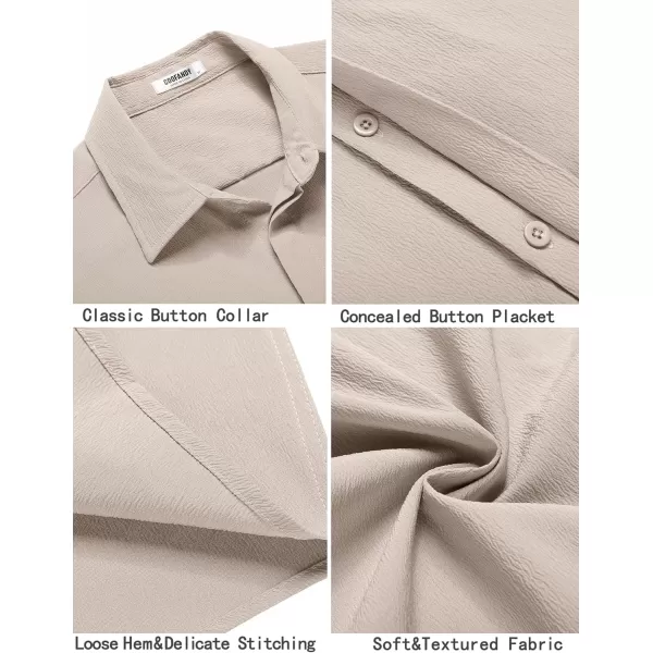 COOFANDY Men's Casual Short Sleeve Button Down Summer Beach Shirt Lightweight Textured Wrinkle Free Stretch Shirts