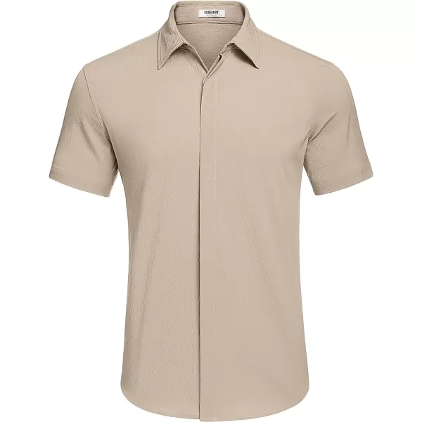COOFANDY Men's Casual Short Sleeve Button Down Summer Beach Shirt Lightweight Textured Wrinkle Free Stretch Shirts