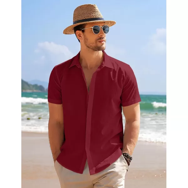 COOFANDY Men's Casual Short Sleeve Button Down Summer Beach Shirt Lightweight Textured Wrinkle Free Stretch Shirts