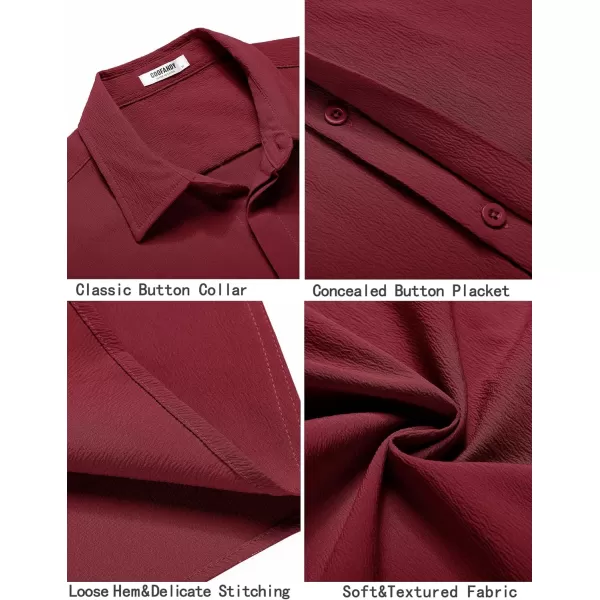 COOFANDY Men's Casual Short Sleeve Button Down Summer Beach Shirt Lightweight Textured Wrinkle Free Stretch Shirts