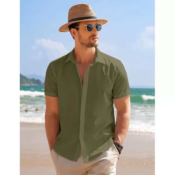 COOFANDY Men's Casual Short Sleeve Button Down Summer Beach Shirt Lightweight Textured Wrinkle Free Stretch Shirts