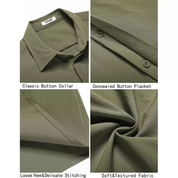 COOFANDY Men's Casual Short Sleeve Button Down Summer Beach Shirt Lightweight Textured Wrinkle Free Stretch Shirts