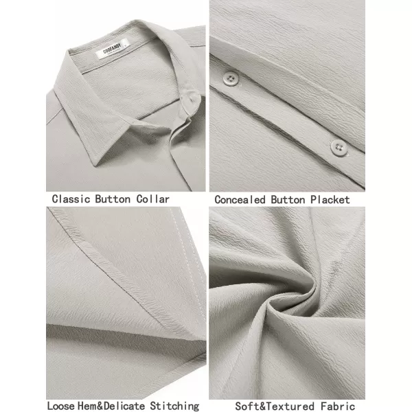 COOFANDY Men's Casual Short Sleeve Button Down Summer Beach Shirt Lightweight Textured Wrinkle Free Stretch Shirts